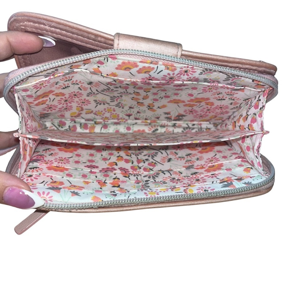 Vera Bradley Turnlock Wallet - Pink Quilted with Floral Interior - Picture 8 of 8